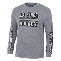 Los Angeles Kings Champion Tri-Blend Dual-Stripe Long Sleeve T-Shirt - Heather Gray T-shirts