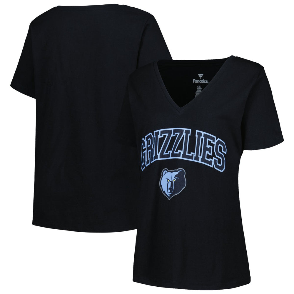 Memphis Grizzlies Profile Women's Plus Size Arch Over Logo V-Neck T-Shirt - Black discount