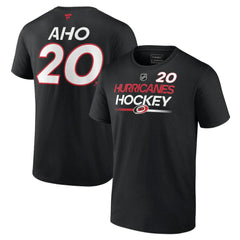 Sebastian Aho Carolina Hurricanes Fanatics Authentic Pro Prime Name & Number T-Shirt - Black T-shirts