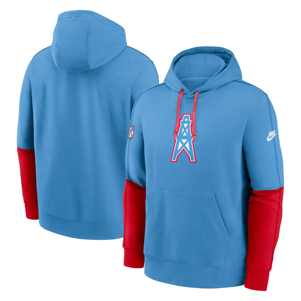 Tennessee Titans Oilers Throwback Alternate Logo Club Tri-Blend Pullover Hoodie - Light Blue online