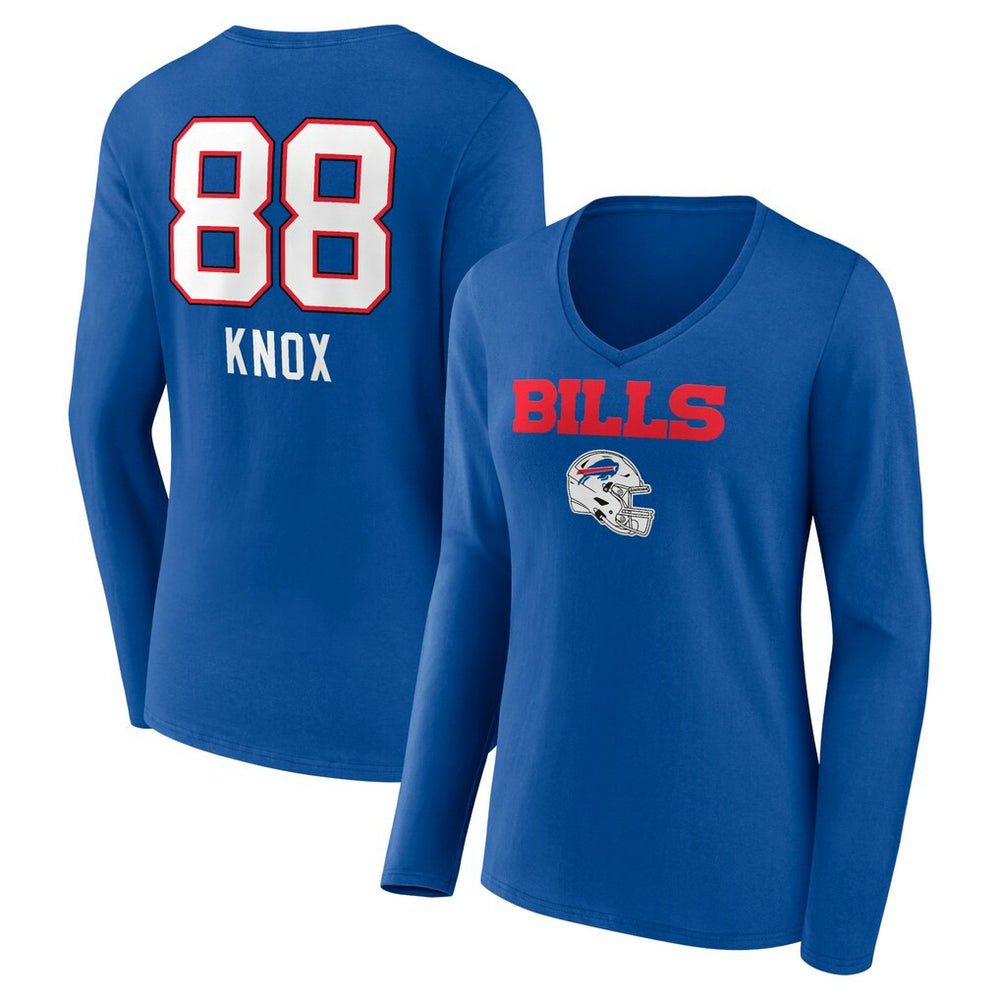 Dawson Knox Buffalo Bills Women's Team Wordmark Player Name & Number Long Sleeve V-Neck T-Shirt - Royal sale