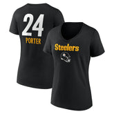 Joey Porter Jr. Pittsburgh Steelers Women's Team Wordmark Player Name & Number V-Neck T-Shirt - Black sale