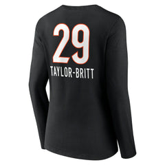 Cam Taylor-Britt Cincinnati Bengals Women's Team Wordmark Player Name & Number Long Sleeve V-Neck T-Shirt - Black cheap