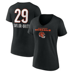 Cam Taylor-Britt Cincinnati Bengals Women's Team Wordmark Player Name & Number V-Neck T-Shirt - Black discount