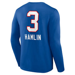 Damar Hamlin Buffalo Bills Team Wordmark Player Name & Number Long Sleeve T-Shirt - Royal discount