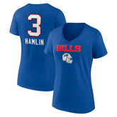 Damar Hamlin Buffalo Bills Women's Team Wordmark Player Name & Number V-Neck T-Shirt - Royal outlet