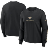 New Orleans Saints Women's Boxy Long Sleeve T-Shirt - Black online