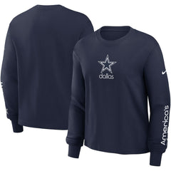 Dallas Cowboys Women's Boxy Long Sleeve T-Shirt - Navy cheap
