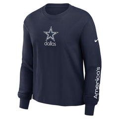 Dallas Cowboys Women's Boxy Long Sleeve T-Shirt - Navy cheap