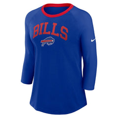 Buffalo Bills Women's 3/4 Sleeve Raglan Fashion Top - Royal discount