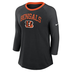 Cincinnati Bengals Women's 3/4 Sleeve Raglan Fashion Top - Black discount