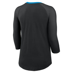 Carolina Panthers Women's 3/4 Sleeve Raglan Fashion Top - Black cheap