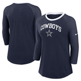 Dallas Cowboys Women's 3/4 Sleeve Raglan Fashion Top - Navy cheap