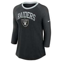 Las Vegas Raiders Women's 3/4 Sleeve Raglan Fashion Top - Black sale