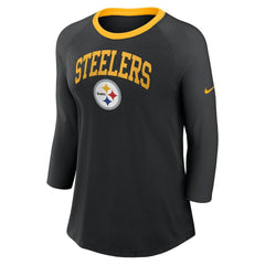 Pittsburgh Steelers Women's 3/4 Sleeve Raglan Fashion Top - Black for sale