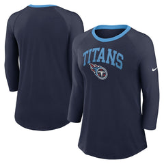 Tennessee Titans Women's 3/4 Sleeve Raglan Fashion Top - Navy discount