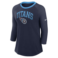 Tennessee Titans Women's 3/4 Sleeve Raglan Fashion Top - Navy discount