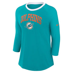 Miami Dolphins Women's 3/4 Sleeve Raglan Fashion Top - Aqua online