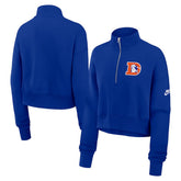 Denver Broncos Women's Rewind Phoenix Half-Zip Sweatshirt - Royal on sale