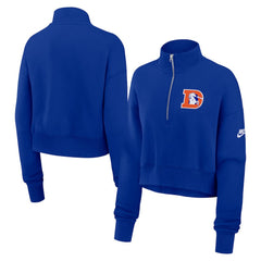 Denver Broncos Women's Rewind Phoenix Half-Zip Sweatshirt - Royal on sale