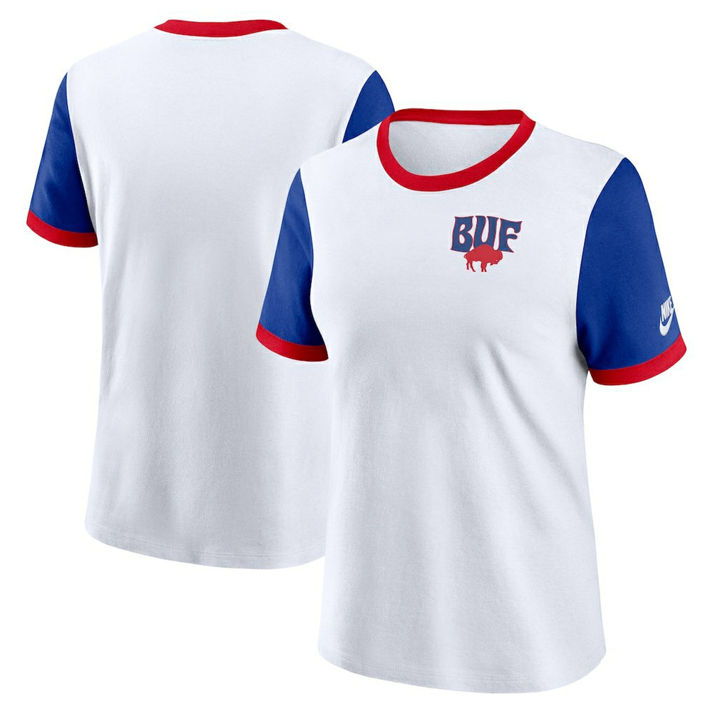 Buffalo Bills Women's Rewind Ringer T-Shirt - White/Royal online