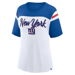 New York Giants Women's Cheer Chant Fashion Crop Top - White/Royal cheap