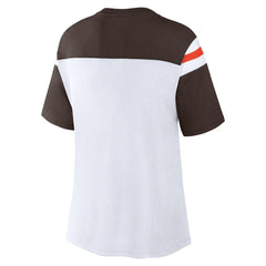 Cleveland Browns Women's Cheer Chant Fashion Crop Top - White/Brown outlet