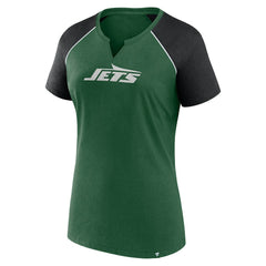 New York Jets Women's Glittered Primary Raglan T-Shirt - Green/Black discount