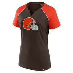 Cleveland Browns Women's Glittered Primary Raglan T-Shirt - Brown/Orange discount