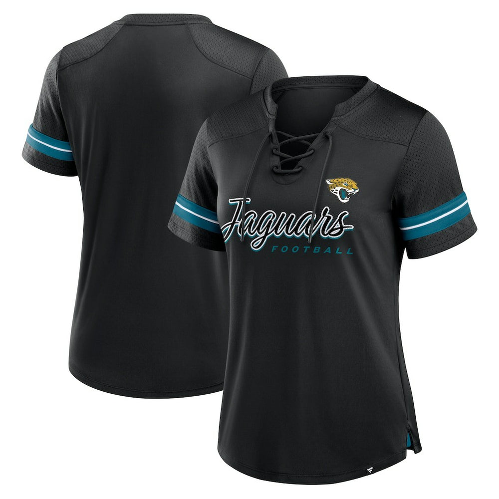 Jacksonville Jaguars Women's Play Script Lace-Up T-Shirt - Black outlet