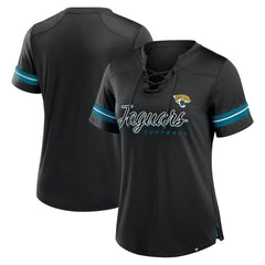 Jacksonville Jaguars Women's Play Script Lace-Up T-Shirt - Black outlet