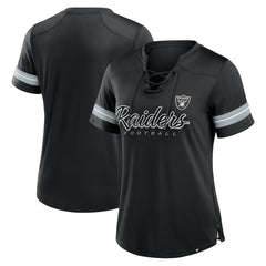 Las Vegas Raiders Women's Play Script Lace-Up T-Shirt - Black for sale