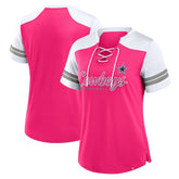 Dallas Cowboys Women's Play Script Lace-Up T-Shirt - Pink outlet