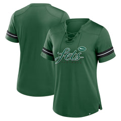 New York Jets Women's Play Script Lace-Up T-Shirt - Green on sale