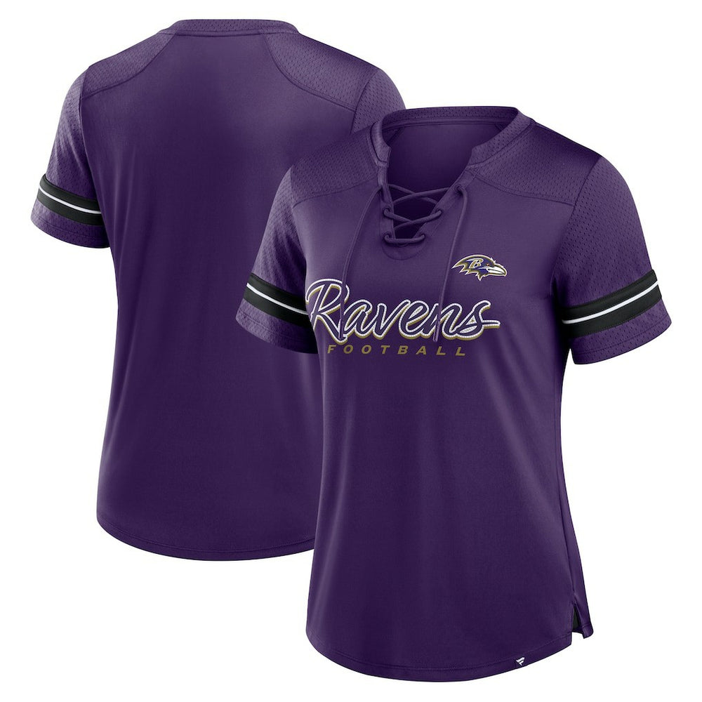 Baltimore Ravens Women's Play Script Lace-Up T-Shirt - Purple online