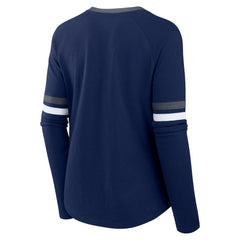 Dallas Cowboys Women's Won and Done Lace-Up Long Sleeve Fashion Top - Navy for sale