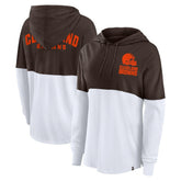 Cleveland Browns Women's Backup Option Long Sleeve Hoodie T-Shirt - Brown/White online