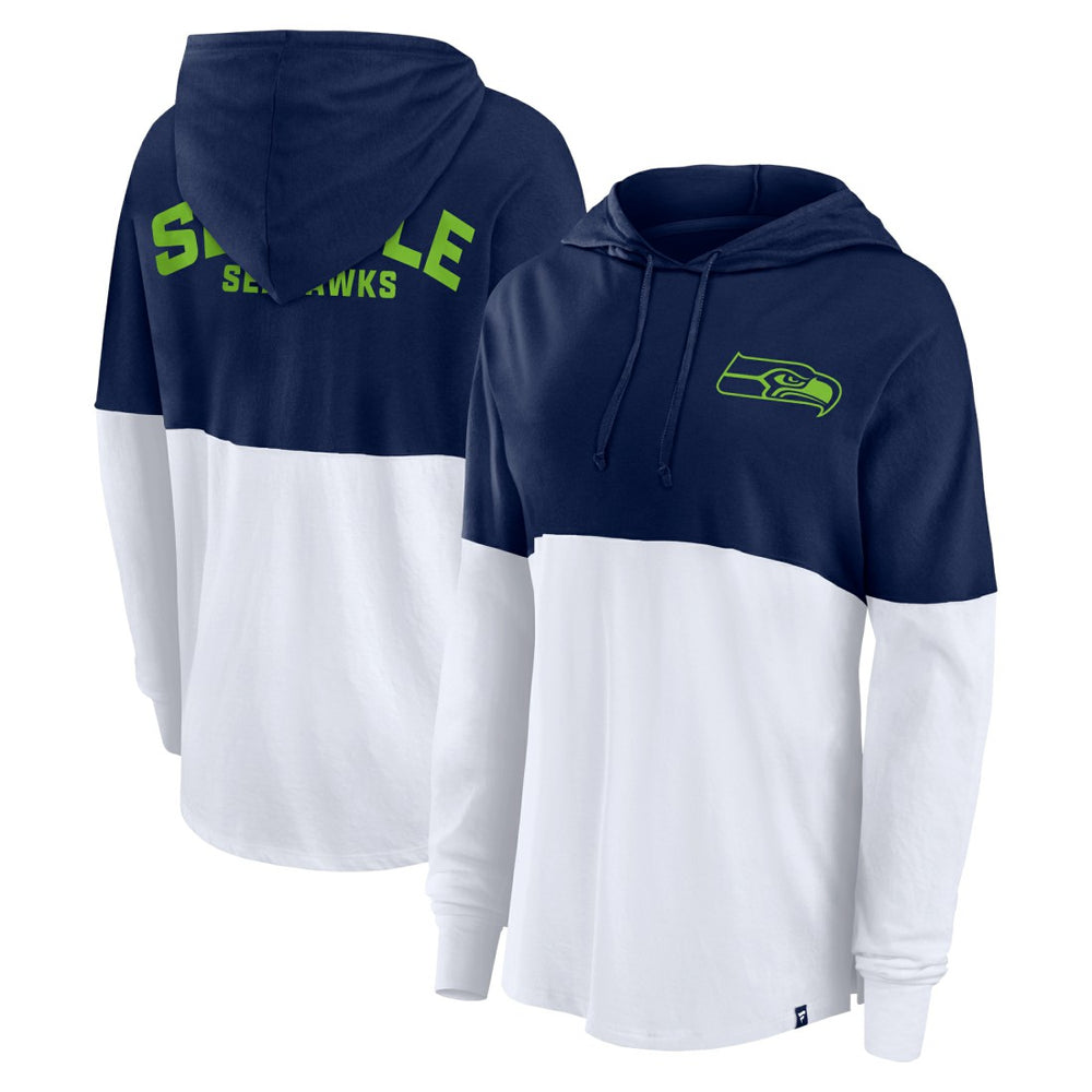 Seattle Seahawks Women's Backup Option Long Sleeve Hoodie T-Shirt - College Navy/White sale