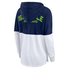 Seattle Seahawks Women's Backup Option Long Sleeve Hoodie T-Shirt - College Navy/White sale