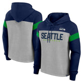 Seattle Seahawks Women's Bold Play Call Pullover Hoodie - Heather Gray/College Navy discount