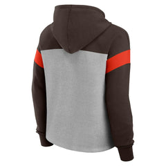 Cleveland Browns Women's Bold Play Call Pullover Hoodie - Heather Gray/Brown for sale