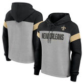 New Orleans Saints Women's Bold Play Call Pullover Hoodie - Heather Gray/Black discount
