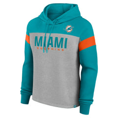 Miami Dolphins Women's Bold Play Call Pullover Hoodie - Heather Gray/Aqua online