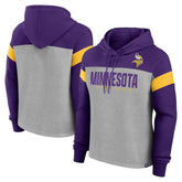 Minnesota Vikings Women's Bold Play Call Pullover Hoodie - Heather Gray/Purple cheap
