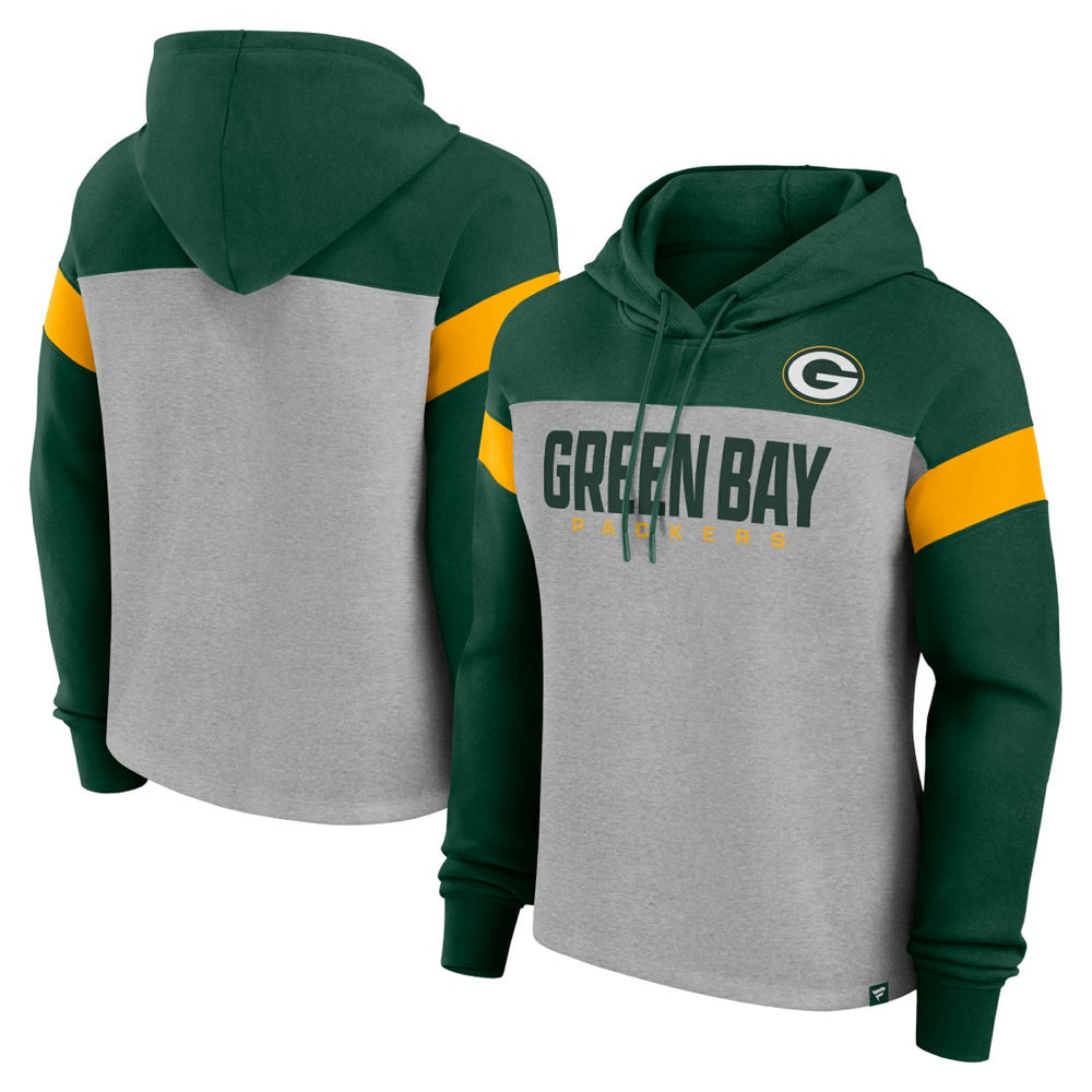 Green Bay Packers Women's Bold Play Call Pullover Hoodie - Heather Gray/Green online