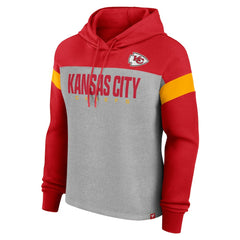 Kansas City Chiefs Women's Bold Play Call Pullover Hoodie - Heather Gray/Red on sale