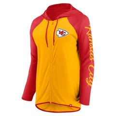 Kansas City Chiefs Women's Script Full-Zip Hoodie - Gold/Red for sale