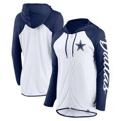 Dallas Cowboys Women's Script Full-Zip Hoodie - White/Navy on sale