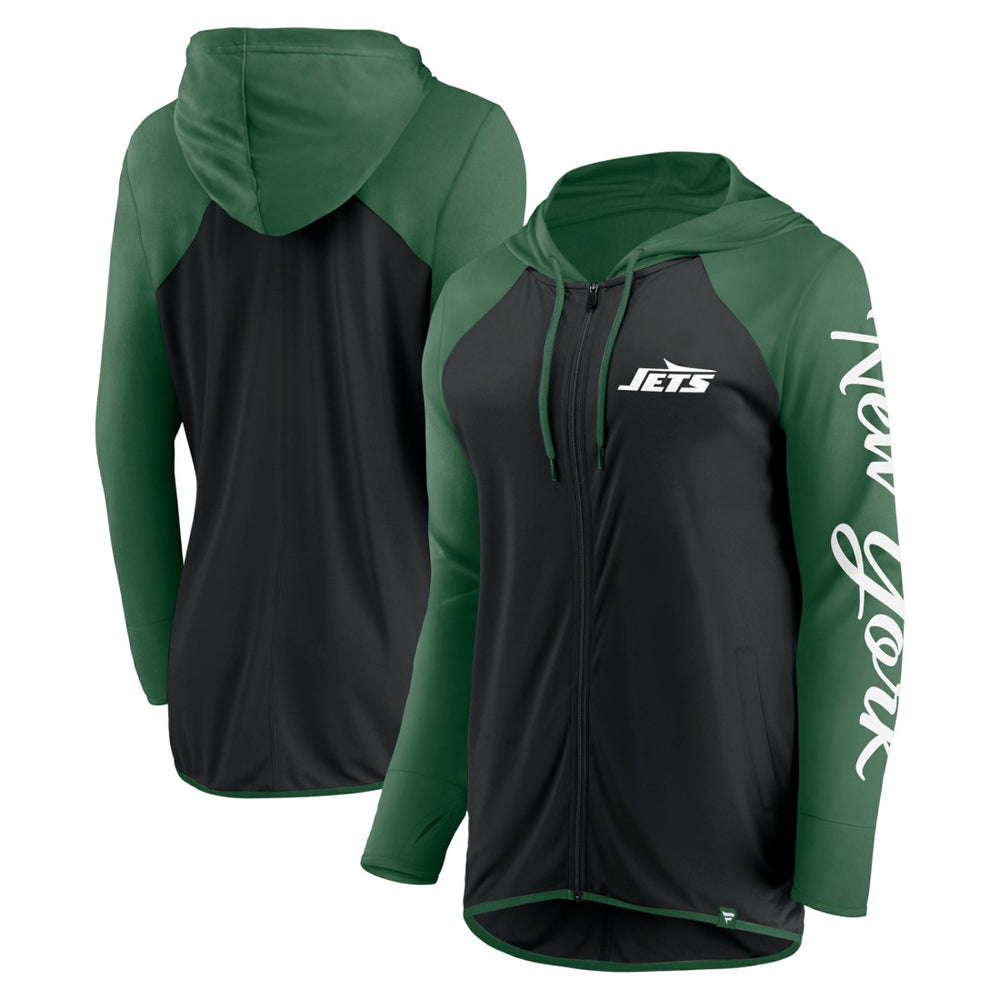 New York Jets Women's Script Full-Zip Hoodie - Black/Green sale