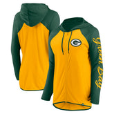 Green Bay Packers Women's Script Full-Zip Hoodie - Gold/Green for sale